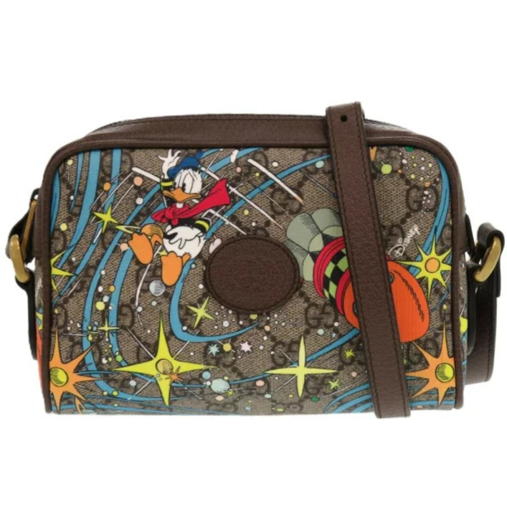 Gucci Disney Donald Duck GG Supreme Leather Brown Shoulder Bag